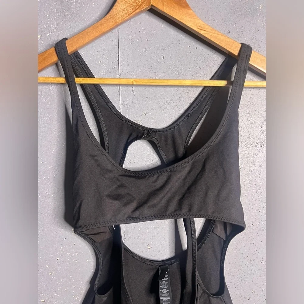 SKIMS Signature Swim Cut Out Tank Mini Beach Dress in Black. Size Small